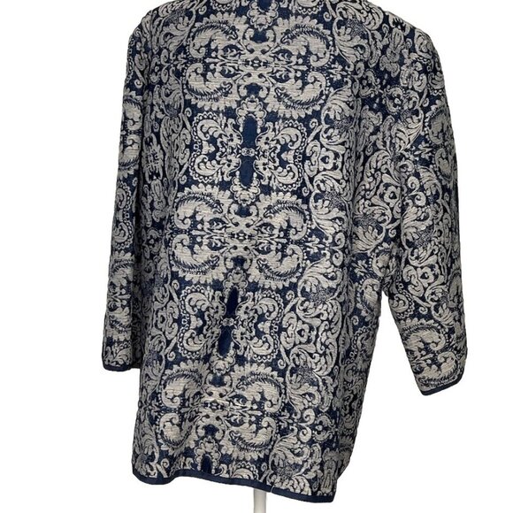 Coldwater Creek NWT Open Front Dress Jacket Business Sz 18 Blue & Gray Pattern - Picture 7 of 11